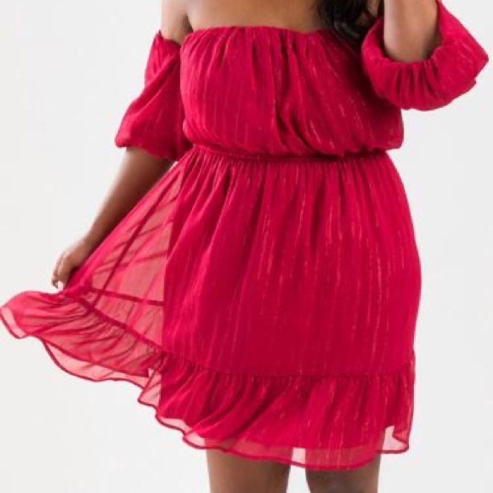 Julie Lurex off the shoulder minidress